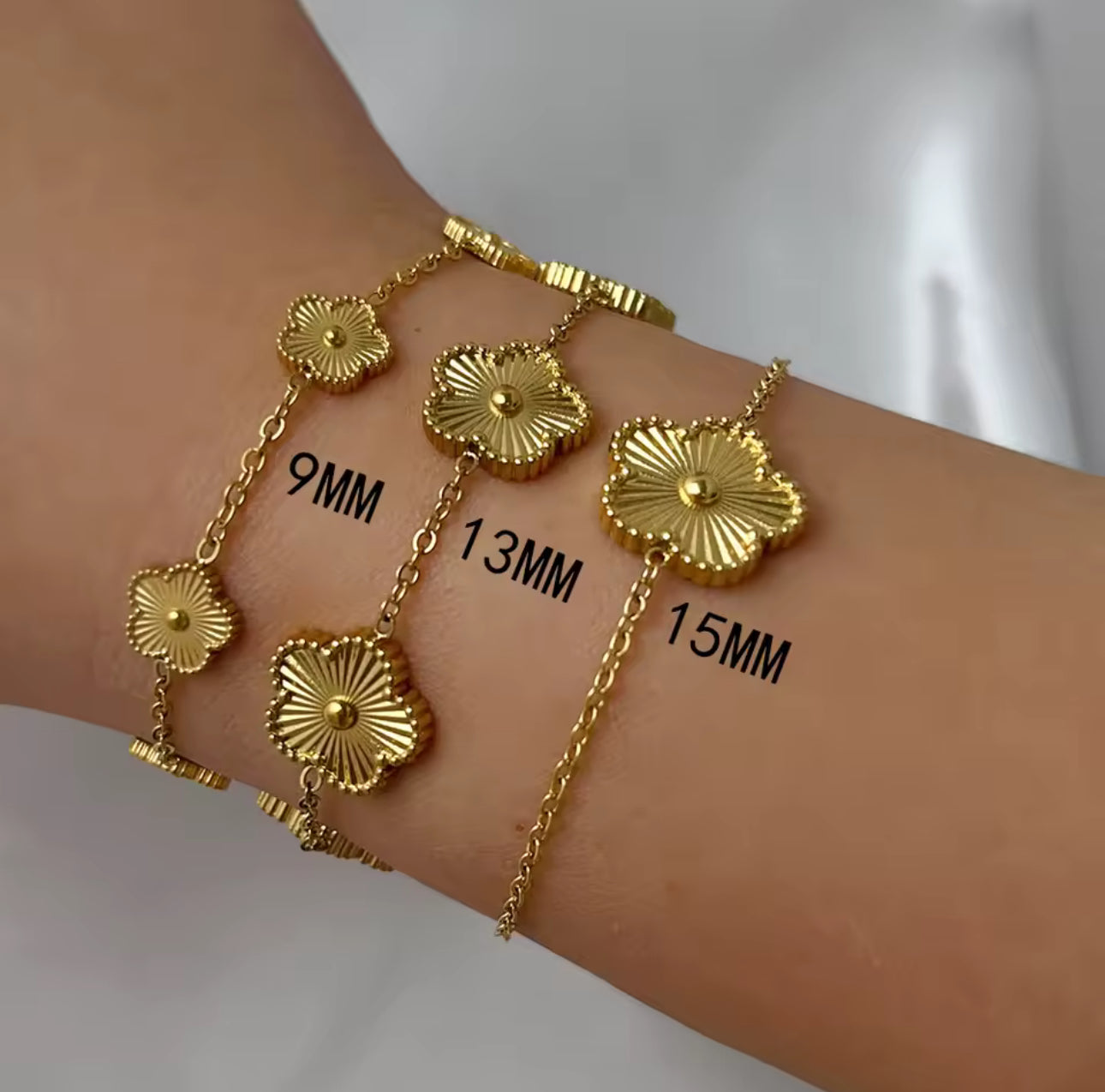 ALTERA Gold Plated Clover Charm Bracelet Luxury Five Leaf Flower Bracelet Jewelry