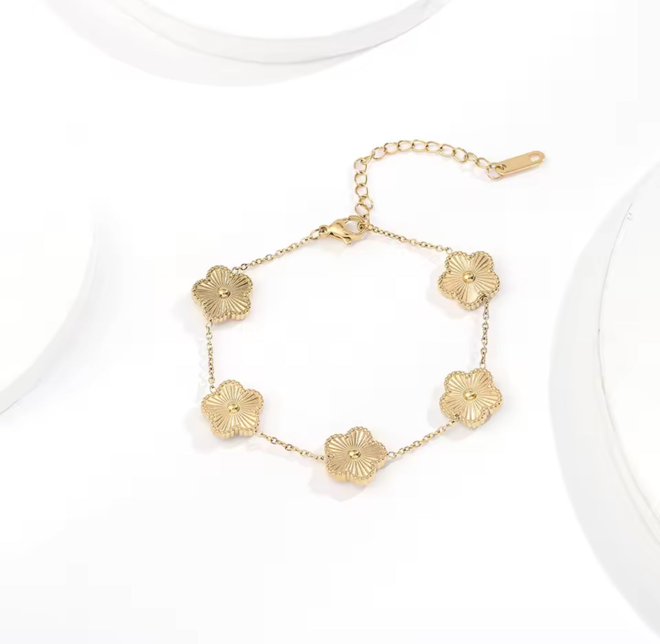 ALTERA Gold Plated Clover Charm Bracelet Luxury Five Leaf Flower Bracelet Jewelry