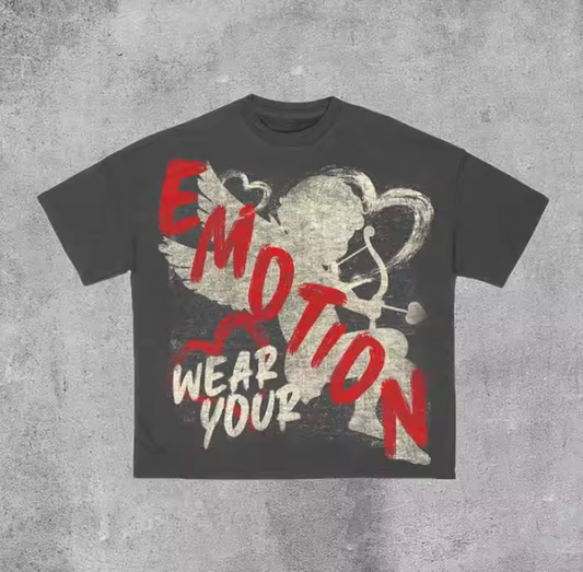 Vintage Emotion Angle Graphic Y2K Summer Short Sleeves Oversize T-shirt Streetwear