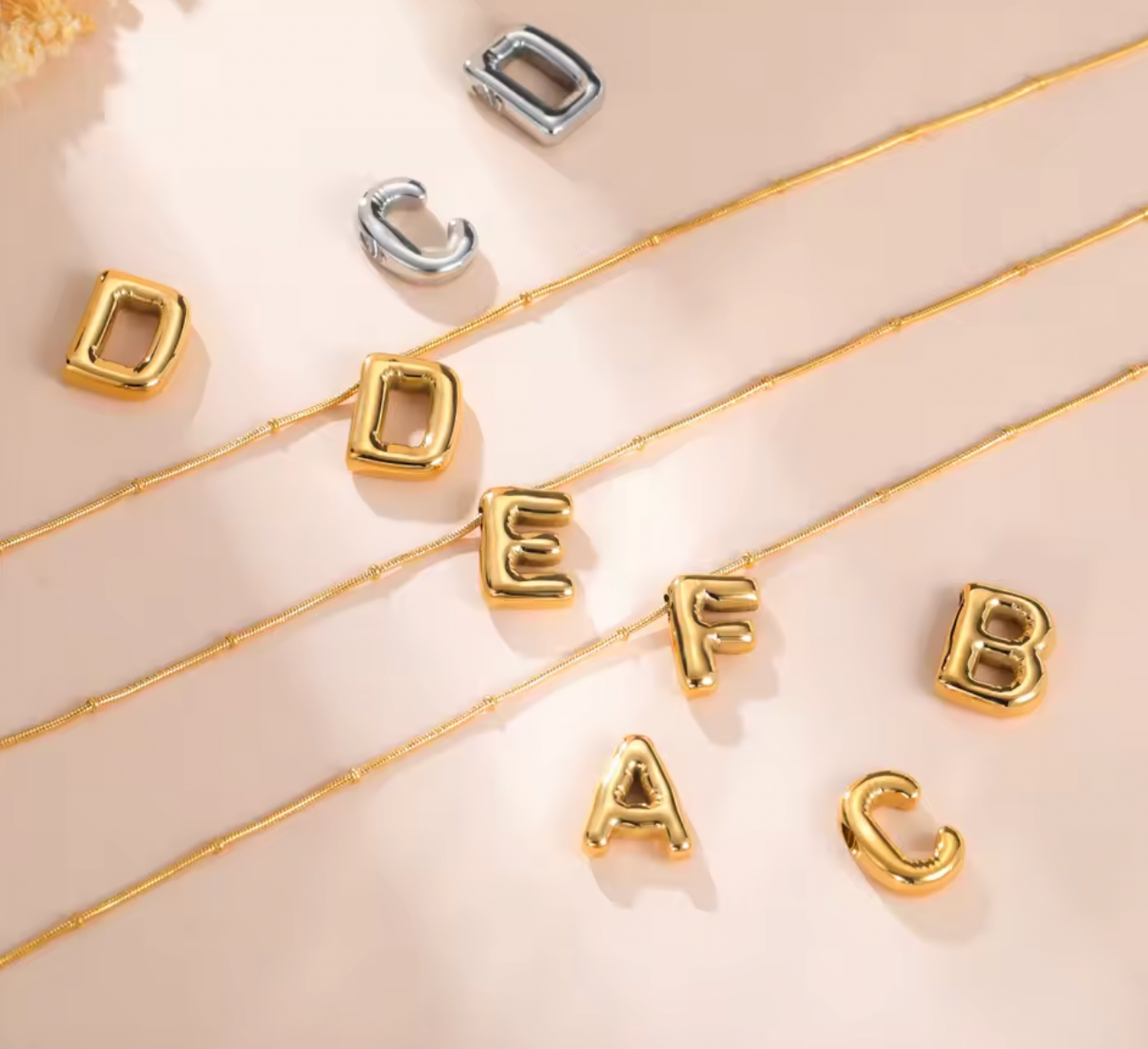 Alphabet Pendant Necklace for Women Gold Plated Trendy Chunky Initial Name Letter Chain Jewelry