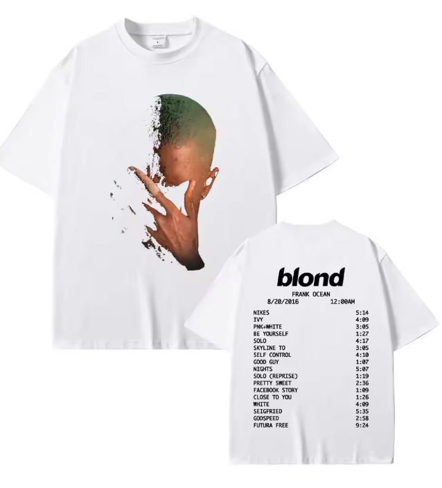 Frank Fashion Vintage Graphic T-shirts Men Women Ocean Hip Hop Trend T Shirts Blond T-shirt Man Tshirt